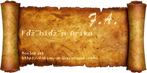 Fábián Arika névjegykártya